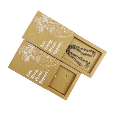 China Eco-Friendly Recycled Drawer 2pcs Folding Brown Kraft Paper Materials Small Drawer Sliding Box For Key Chain Packaging for sale