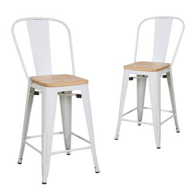 China Modern Reverberant Room Traditional Chair Metal Wood Seat Bar Chair High-Back With Cool Color Outdoor Furniture Barstool for sale