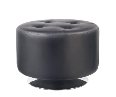 China Unique 2022 Best Quality Round PU Decked Steel Base Swivel Ottoman Coffee Table for sale