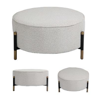 China Unique Modern Affordable High Quality Round Cloakroom Stool With Steel Frame Legs Ottoman Stool Footrest for sale