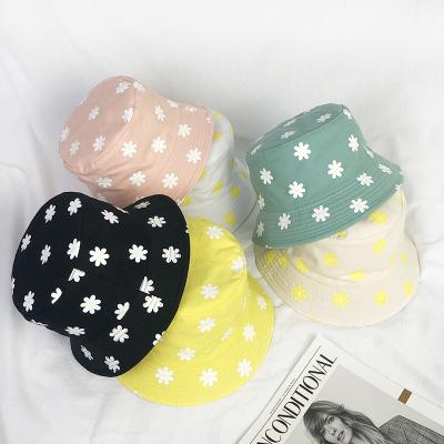 China Wholesale Fresh Small Bucket Hat Summer Double Basin Sunshade Bucket Hat Character Women's Fairy Flowers Bucket Hat for sale