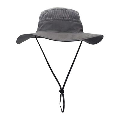 China Character Fishing Hat and Safari Hat Light Gray UV Protection Boonie Bucket Hats for sale