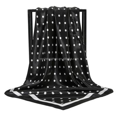 China Elegant Classic Polka Dot Satin Silk Square Scarf Nickel Fashion Accessories for sale