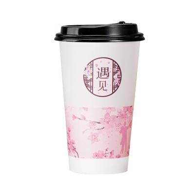 China Recycled Materials Double Wall Hot Disposable Coffee Mug Paper With Lid Logo Gold Beer Customized Craft Printed Disposable 4oz 8oz 12oz 16oz 20oz for sale