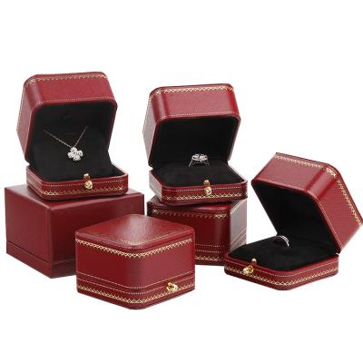 China High Grade Athens Jewelry Ring Gift Box Small Luxury Leather Jewelry Gift Box Custom Logo for sale