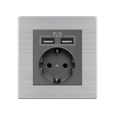 China Electrical Supplies High Quality Wall Socket Universal US/EU French 2 USB Wall Mounted Power Sockets 86*90mm for sale