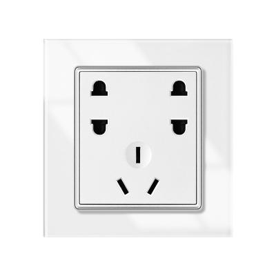 China Decorative Indoor Electrical Outlets Australian Standard 250v White Glass Wall Sockets 86*90mm for sale