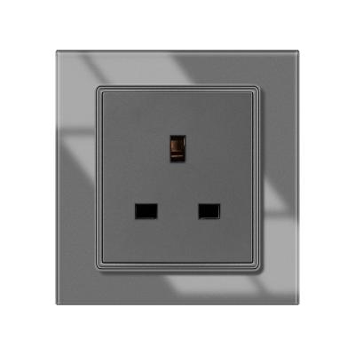 China JS British Style Wall Power Socket Outlet Switches With Child Protective 13A Square Round Corner Socket Indicator Lamp 86*90mm for sale