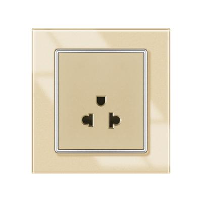 China Luxury Tempered Glass Electrical Switches And Sockets UK 110V-250V 15/16A Tomacorrientes With 2 USB 86*90mm for sale