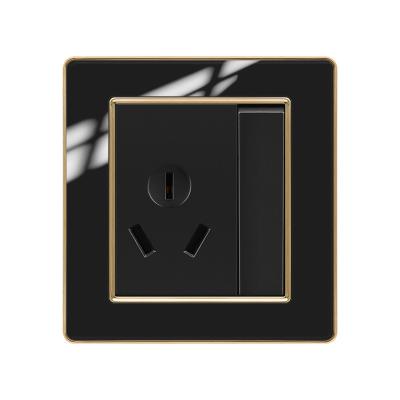 China 2023 New Design 1 Gang 1 Way 16A Electrical Wall Switch and Socket Acrylic 3 Pin Wall Sockets With Push Button Light Switches 86*90mm for sale