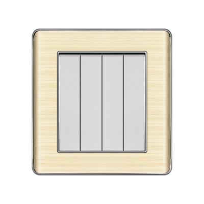 China New Design Factory Gold Aluminum Wire Drawing Light Switch 16A 1 Gang 1 Way Electrical Wall Switches 86*90mm for sale