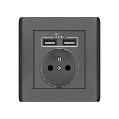 China EU Standard Electrical Wall Outlets and Switches 230V Universal Power Wall Socket With USB 86*90mm for sale