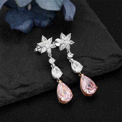 China 8.0CT Pear/CZ Diamond 925 Sterling Silver Gemstone Artistic High Quality Romantic Drop Earrings Wholesale Drop Cut For Women Luxury for sale