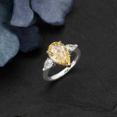 China Wholesales Gemstone Jewelry 925 Sterling Silver 5.0CT Romantic Pear Cut Ring Luxury Exquisite Engagement Anniversary natural citrine for sale