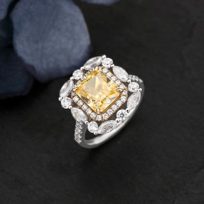 China High Quality Engagement Anniversary Sterling Silver 3.0CT Emerald Cut Natural Citrine Ring Romantic Wholesales 925 Gemstone Jewelry for sale