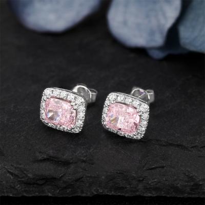 China 925 Sterling Silver 2.0CT Romantic Cushion Cut Cubic Zircon CZ Diamond Earrings Drops Wholesale Artistic For Women Fashion Birthday for sale