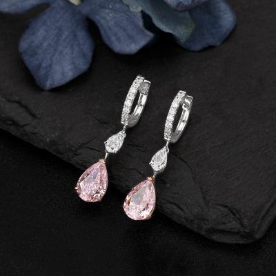 China 925 Sterling Silver 4.0CT Romantic Pear Cut Cubic Zircon CZ Diamond Earrings Drops Wholesale Artistic For Women Fashion Birthday for sale