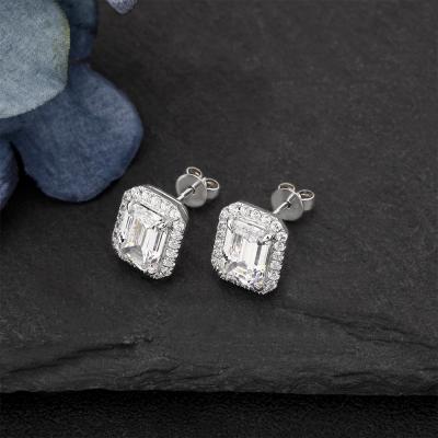 China 3.0CT Romantic Emerald Cut Cubic Zircon 925 Sterling Silver Gemstone High Quality Drop Earrings Wholesale For Women Luxury Birthday for sale