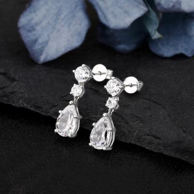 China 925 Sterling Silver 2.0CT Romantic Pear Cut Cubic Zircon CZ Diamond Earrings Drops Wholesale Artistic For Women Fashion France Design for sale