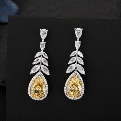 China 10K/14K Solid Gold Romantic Pear/Drop Cut Natural Citrine Earrings Drops Artistic Wholesale For Women Fashion Luxury Wedding for sale