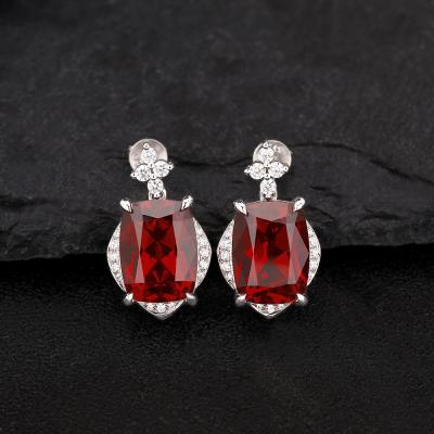 China 12.0CT Garnet Cushion Cut 10K/14K Solid Gold Romantic Drop Earrings Wholesale For Women Fashion Luxury for sale