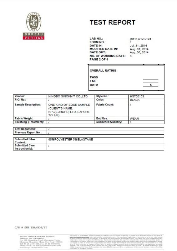 Technical Report - Ningbo Sinoknit Co., Ltd.