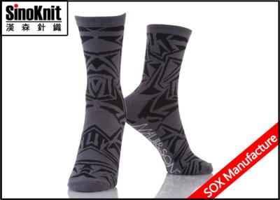 China Cotton Grey 168 Needle Patterned Man Casual Socks / Male Leisure Socks for sale