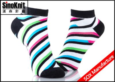 China Neon Bright Stripe Colored Ankle Socks Custom Fashion Ladies Cotton Socks for sale