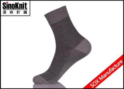 China Dark Grey Stripe Men Dress Socks Quarter Mercerized Cotton Breathable Male Socks for sale