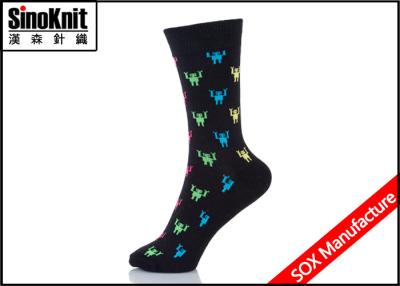 China Black Cotton Colorful Robots Ladies Fashion Socks / Female Casual Socks for sale