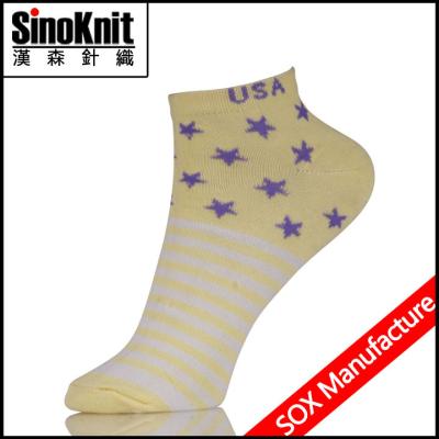 China Sexy Girl Cotton Ankle Socks USA Star Logo , thigh high socks for sale