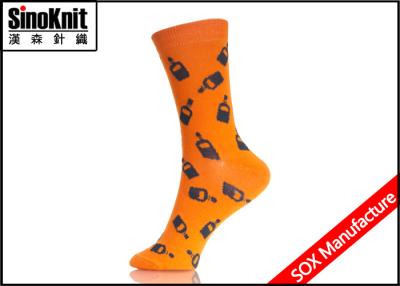 China Vivid Orange Mens Casual Socks Bottle Fancy Pattern Knitted for sale