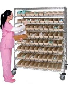 China NSF Metal Bin Display Shelving Rack for Hospital/Drugstore for sale