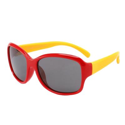 China Sports sunglasses 2021 color silicone frame kids outdoor sports child stitching sunglasses for sale