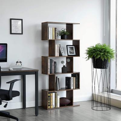 China Modern MDF Display Living Room Furniture Bookcase Wooden Book Shelves 6-Tier Bookshelf for sale