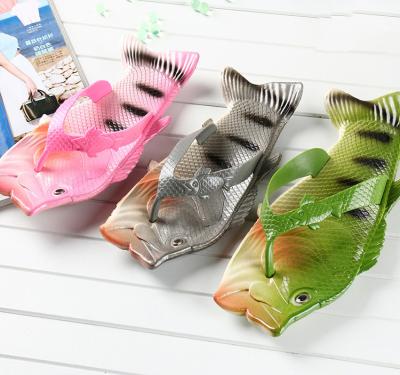 China Anti-Smell Doukes 2019 New Fashion Women Fish Shaped Slippers Men Fish Slippers Kids Fish Shoes Children for sale