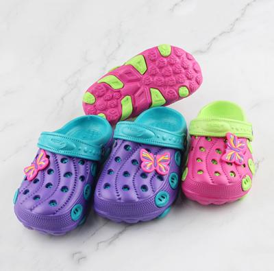 China 2019 Cheap Anti-Smell EVA Clogs Children Butterfly Lovely Animals Girls Plastic Assorted Colors Custom Logo Garden Shoes for sale