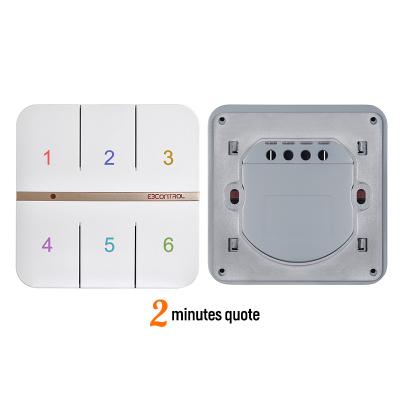 China ABS Smart Life EU Standard 6 Way Touch Button OEM WiFi Led Lamp Switch IOT Smart Home Wall Panel Touch Electric Switch Box for sale