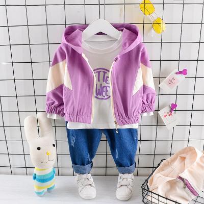 China Casual Long Sleeve T-Shirts+Hooded Jacket+Jeans Pants 3 Pieces Suit For Kids Sweaters Baby Clothes For 5 Year Old Kids Wear for sale