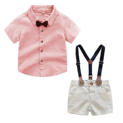 China Fashion\Baby Boy Comfortable\Durable Clothes Wholesale Children's Clothes Yarn-Dyed Striped Summer Clothes Teen Boy Clothes Gentleman Suit Boys T-shirt for sale