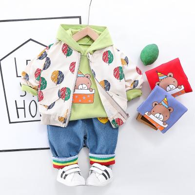 China 2020 Autumn Korean Children's Smart Casual Boutique Long Sleeve All-match Jacket Cartoon Full-Copy Suit Long Sleeve Hoodie Jeans Set for sale