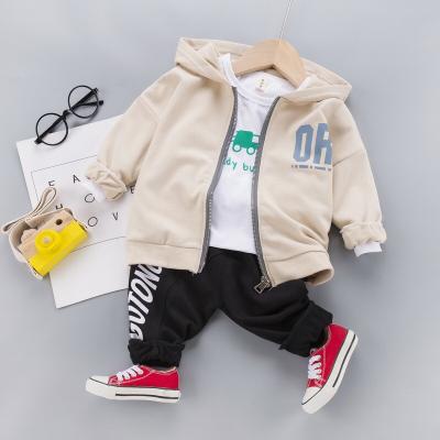 China Autumn new smart casual children's embroidered top + pants fashion trend fall three-piece clothes for kids for sale