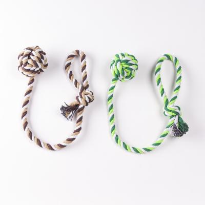 China Custom Hand Woven Bite Rope Cotton Chew Teeth Cleaning Stocked Heavy Duty Dog Playing Chew Toys for sale