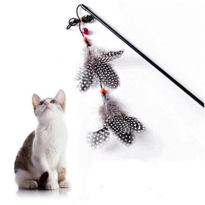 China Wholesale Stocked Pet Products Cat Stick Puzzle With Feather And Small Bell Interactive Cat Toys for sale