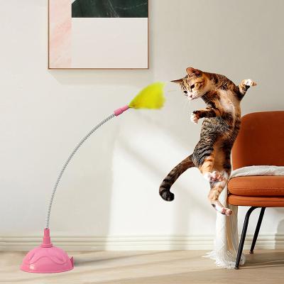 China Stocked Custom Bulk Interactive Magic Wand Cat Riddle With Stick Suction Cup Pet Cat for sale