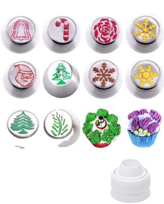 China Russia Christmas Style Sustainable Cream Nozzles Stainless Steel Cake Decorating Pastry Icing Piping Tips Carving Mouth for sale