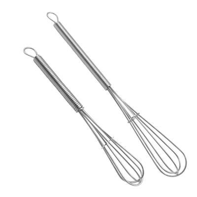 China Viable Kitchenware Stainless Steel Mini Wire Manual Egg Whisk Rotary Egg Beater Mixer for sale