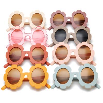 China Lovely Round UV400 Glass Fashion Anti UV400 Kids Sunglasses Cute Girls Flower Sun Glasses For Kids for sale