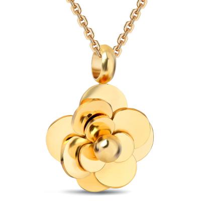 China New Hiphop Luxury 18K Rose Gold Plated Stainless Steel Rose Flower Necklace For Women Jewelry Valentine's Day Chain Gift for sale