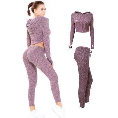 China Wholesale Breathable High Stretch Fitness Knitting Sports Sweat Yoga Set Running Tracksuit Crac! crack! Suit Women's Butt Breathable Hoodie for sale